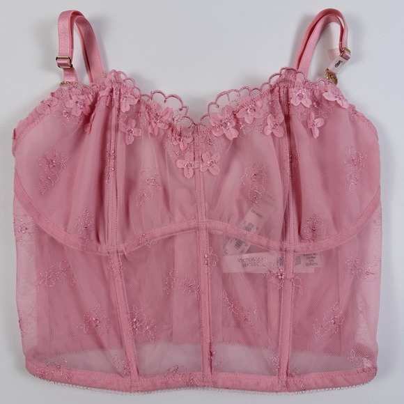Victoria's Secret Other - Victoria's Secret Dream Angels Pretty Petals Sheer Corset Cami Pink S-DD NWT